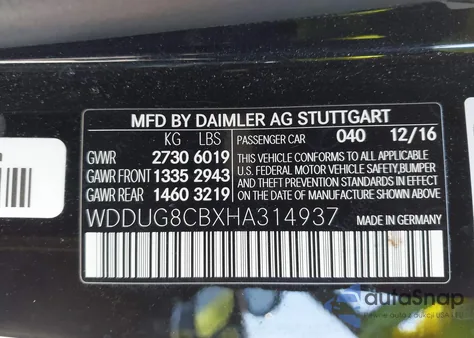 2017 Mercedes-Benz S 550 from USA, damaged, VIN WDDUG8CBXHA314937